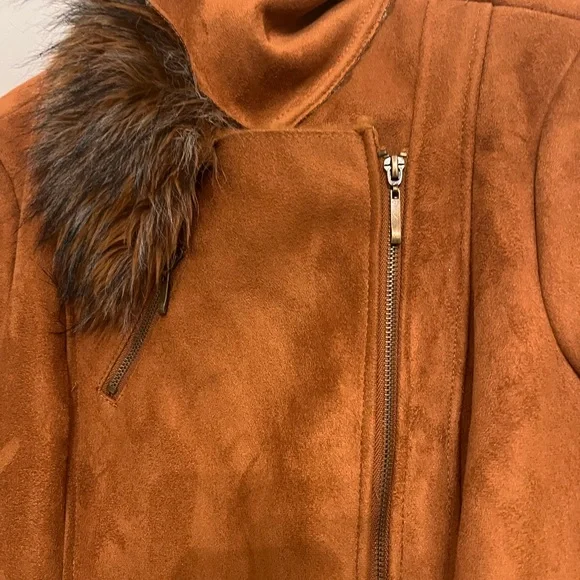 Rachel Zoe Brown Suede fur Coat Size M - Picture 15 of 16